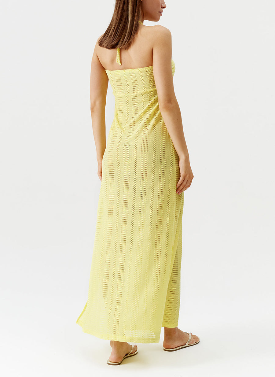 Mila Yellow Dress 2024 Model Back