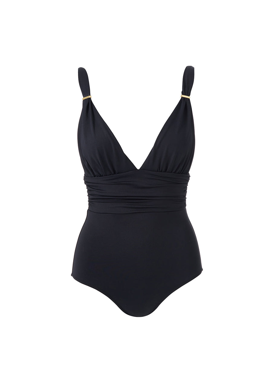 Panarea Black Bar Trim Over The Shoulder Swimsuit | Melissa Odabash US