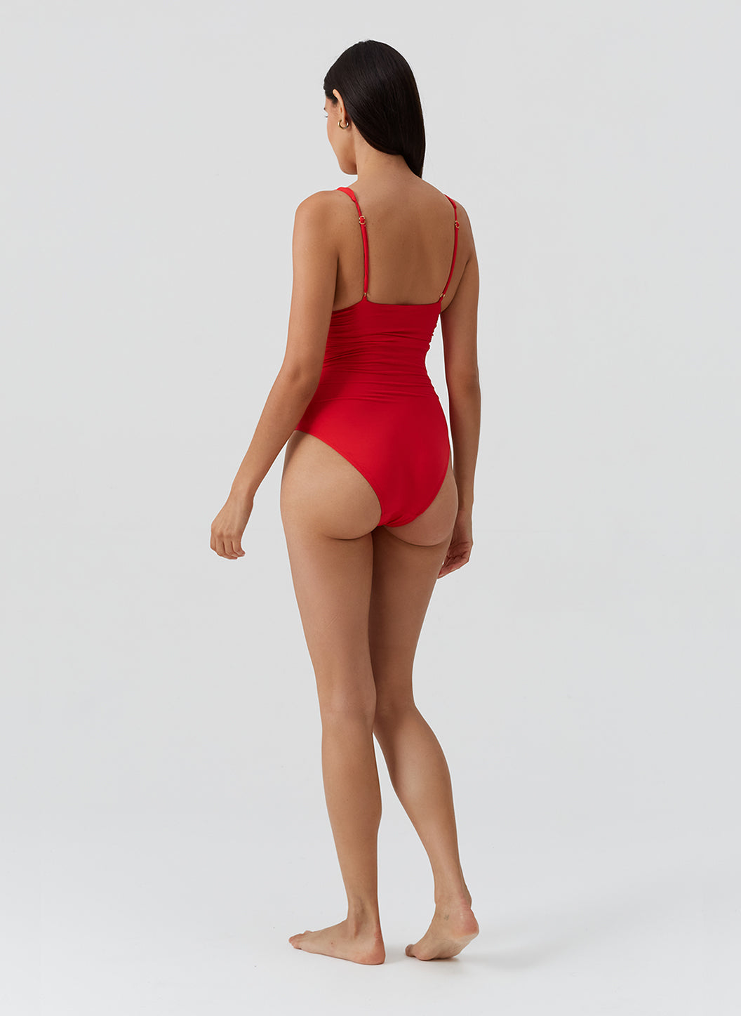 Red Over The Shoulder Swimsuit SPF 50+ Removable Pads - Panarea