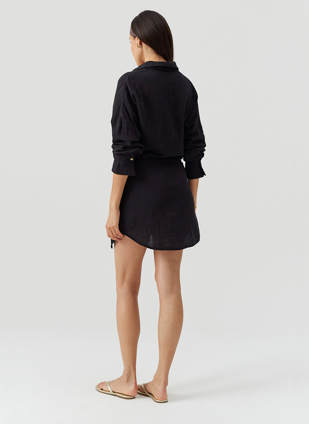 sara black dress Sara Black Tie Front Short Shirt Dress