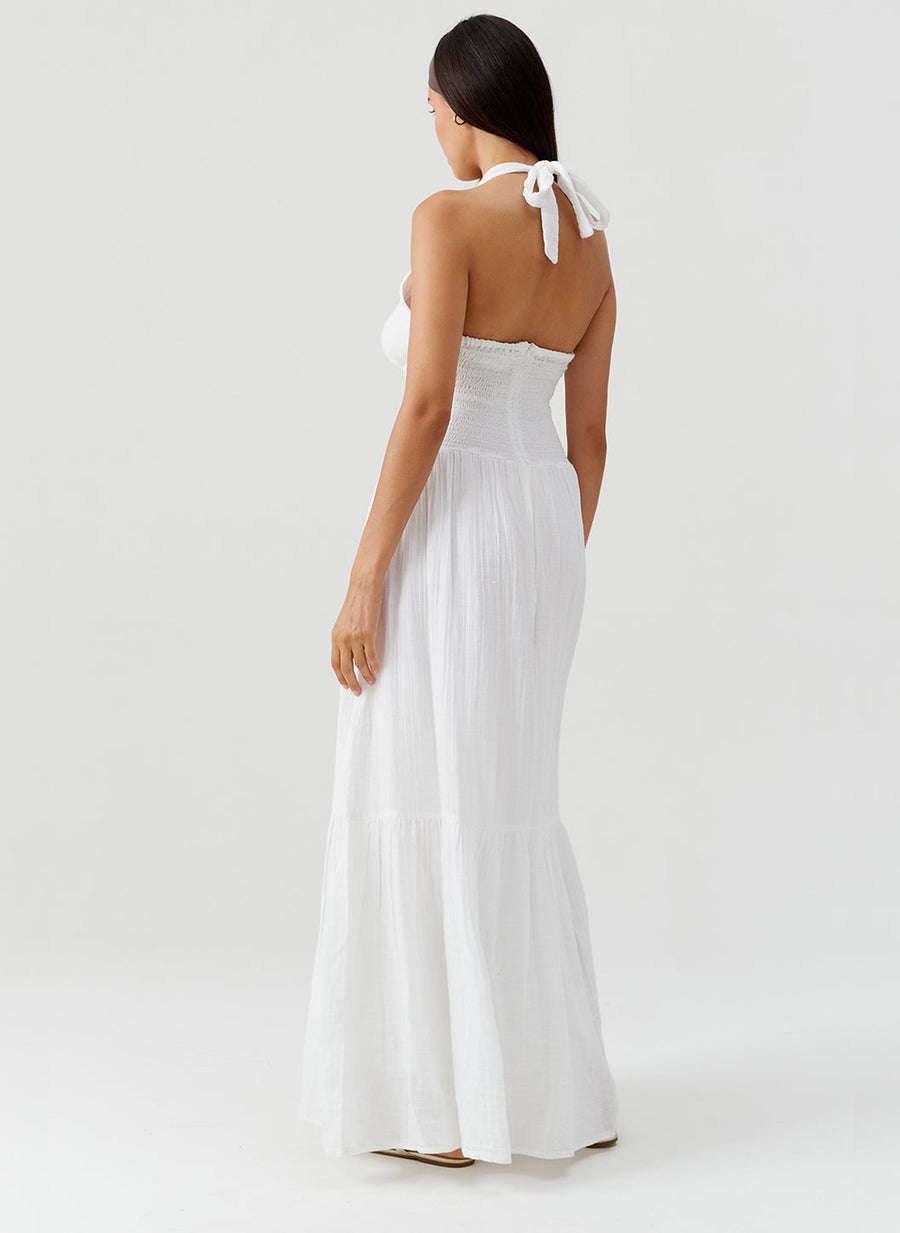 Shay White Long Halter Dress Shay White Long Halter Dress