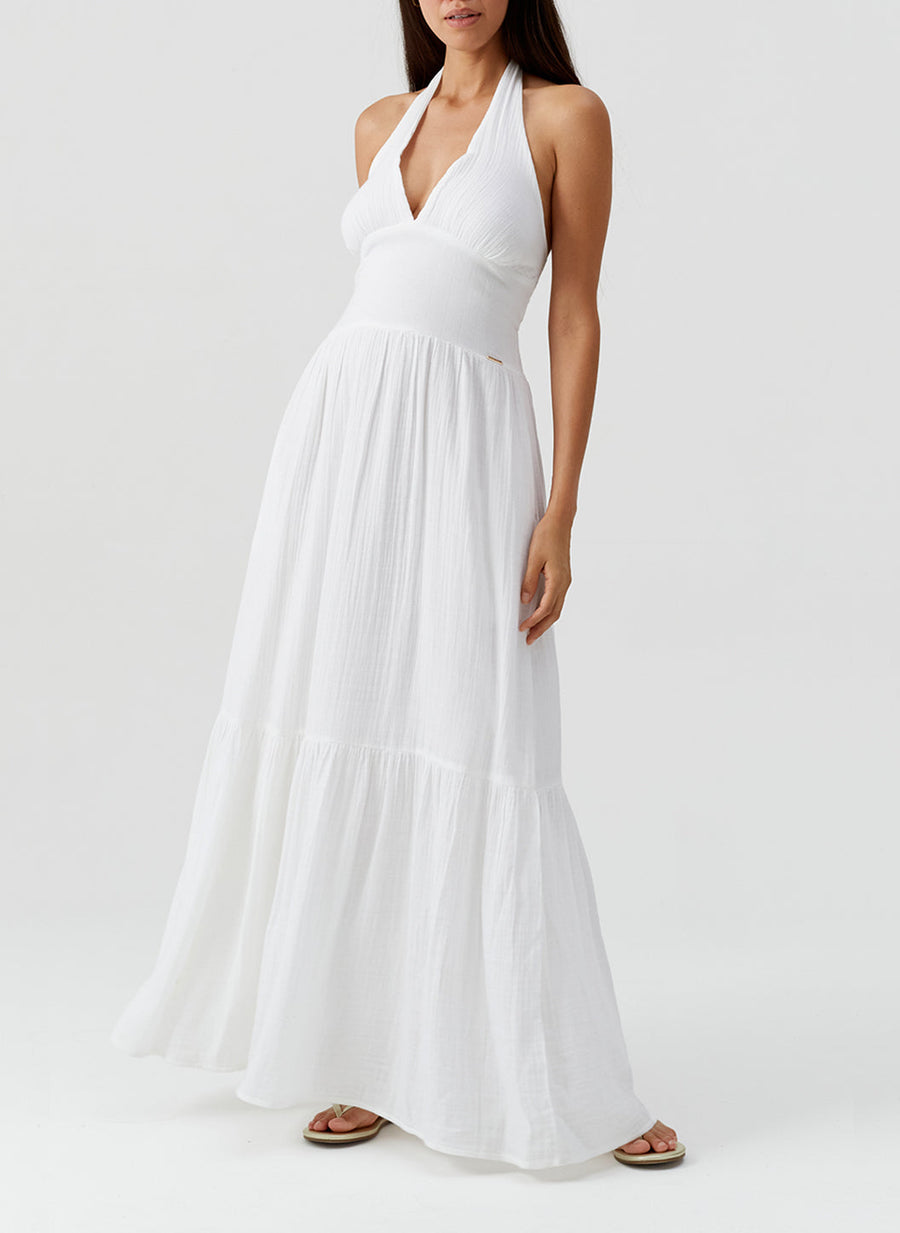 Shay White Long Halter Dress | Official Site Shay White Long Halter Dress | Official Site