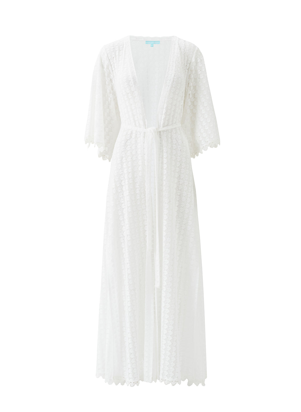 Tali White Open Front Long Crochet Kaftan | Official Site