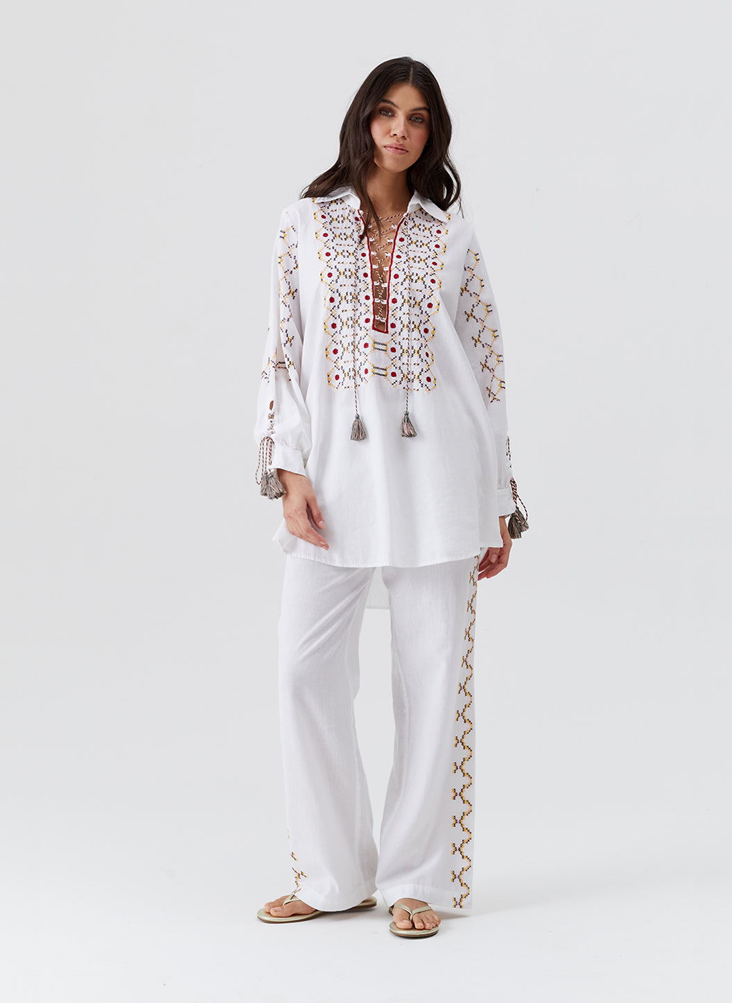 Tamsin White Embroidered Top | Official Site