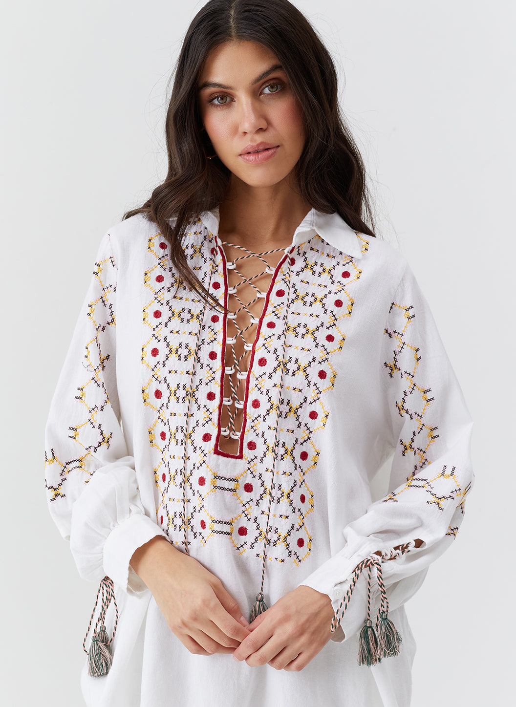 Tamsin White Embroidered Top | Official Site