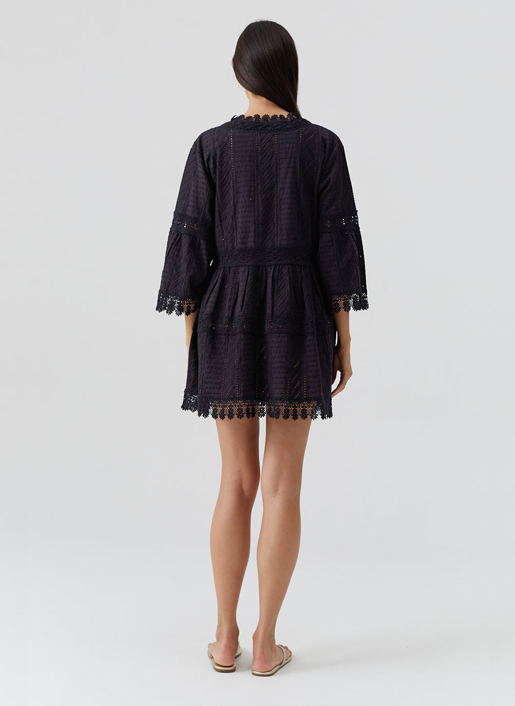 Black Bell Sleeve Mini Dress - Victoria | Melissa Odabash US