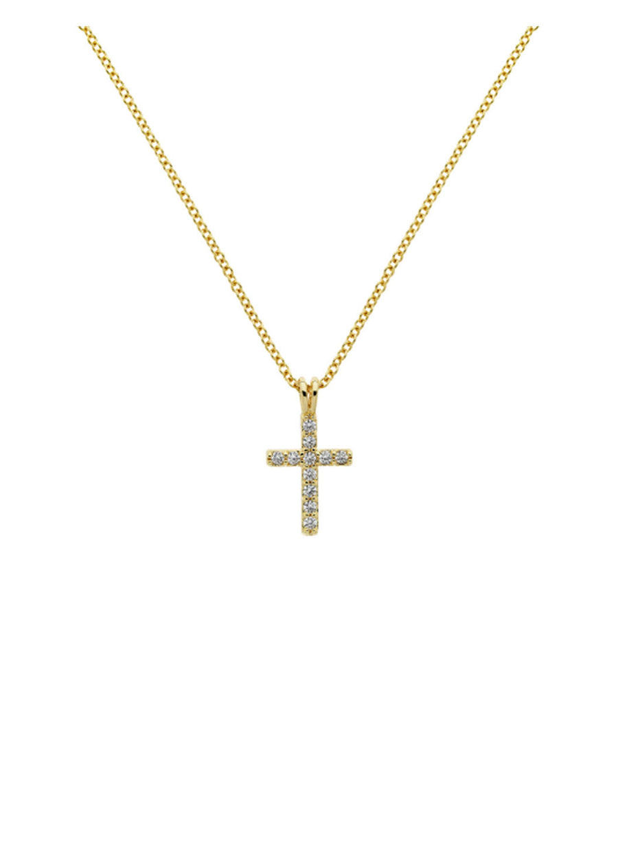 Gold Crystal Cross Pendant