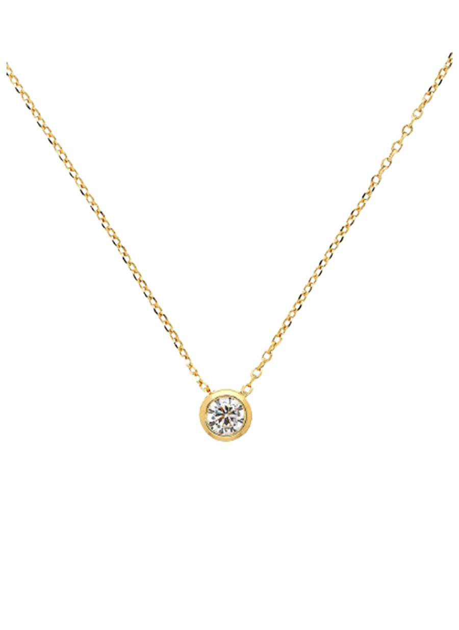 Gold Round Crystal Pendant Necklace