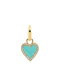 Gold Turquoise Crystal Heart Charm