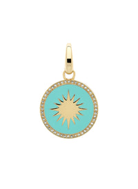 Gold Crystal Large Turquoise Charm