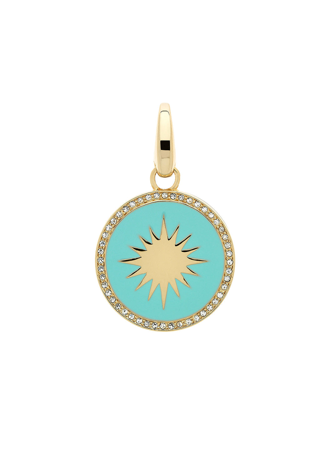 Gold Crystal Large Turquoise Charm