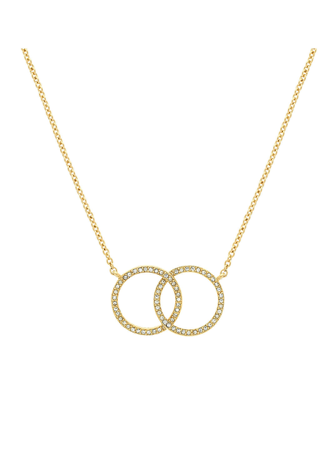 Gold Crystal Double Hoop Necklace