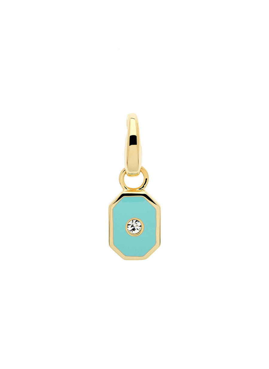Turquoise and Crystal Octagon Charm