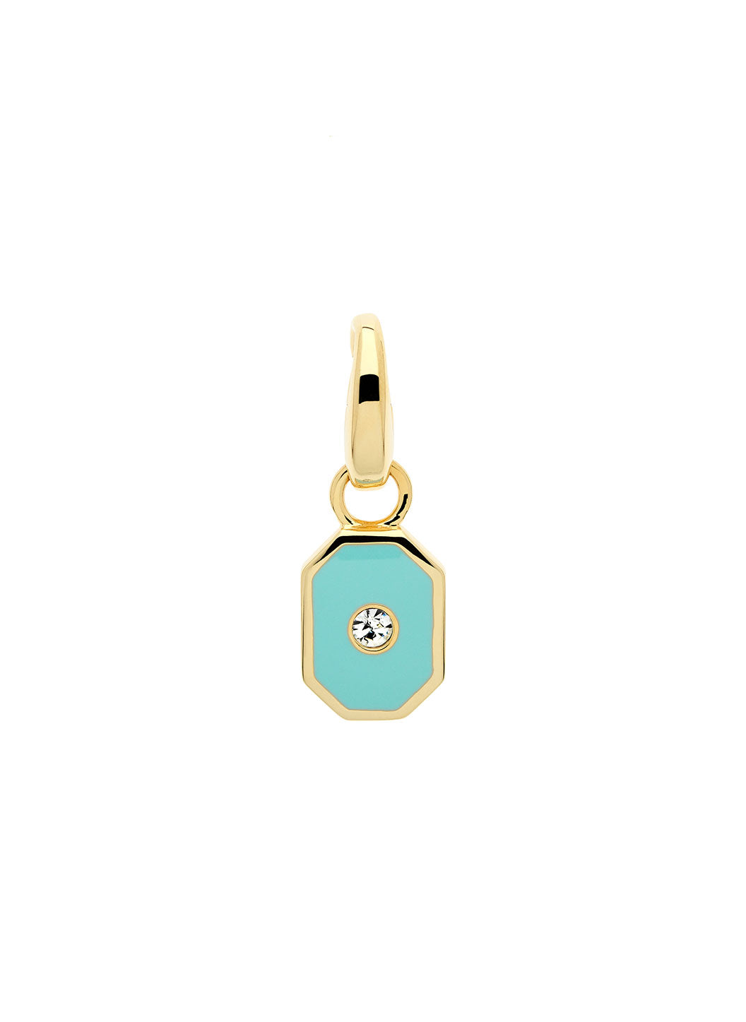 Turquoise and Crystal Octagon Charm