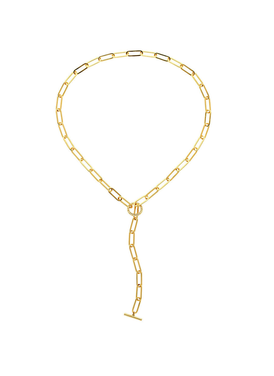 Gold Crystal T Bar Necklace Official US Site - Main Image