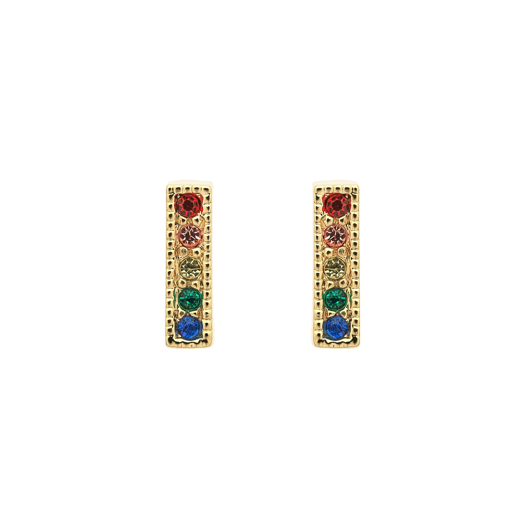 Gold Rainbow Stud Earrings