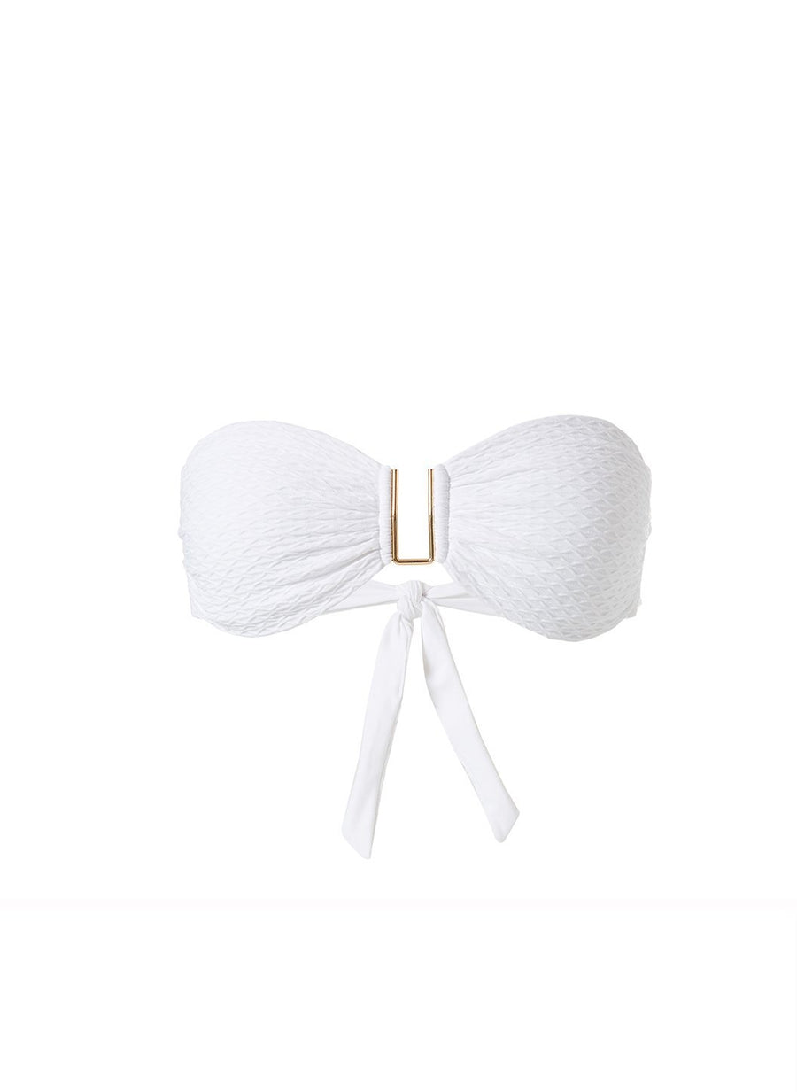 Barcelona White Waves Bikini Top