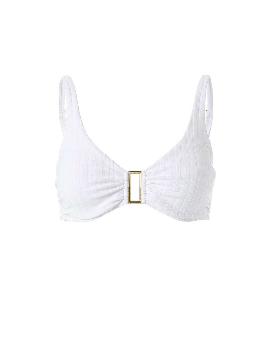 Bel Air Ribbed White Bikini Top