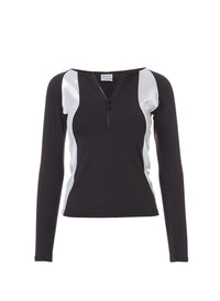 Bondi Black Silver Long Sleeve Rash Vest Top