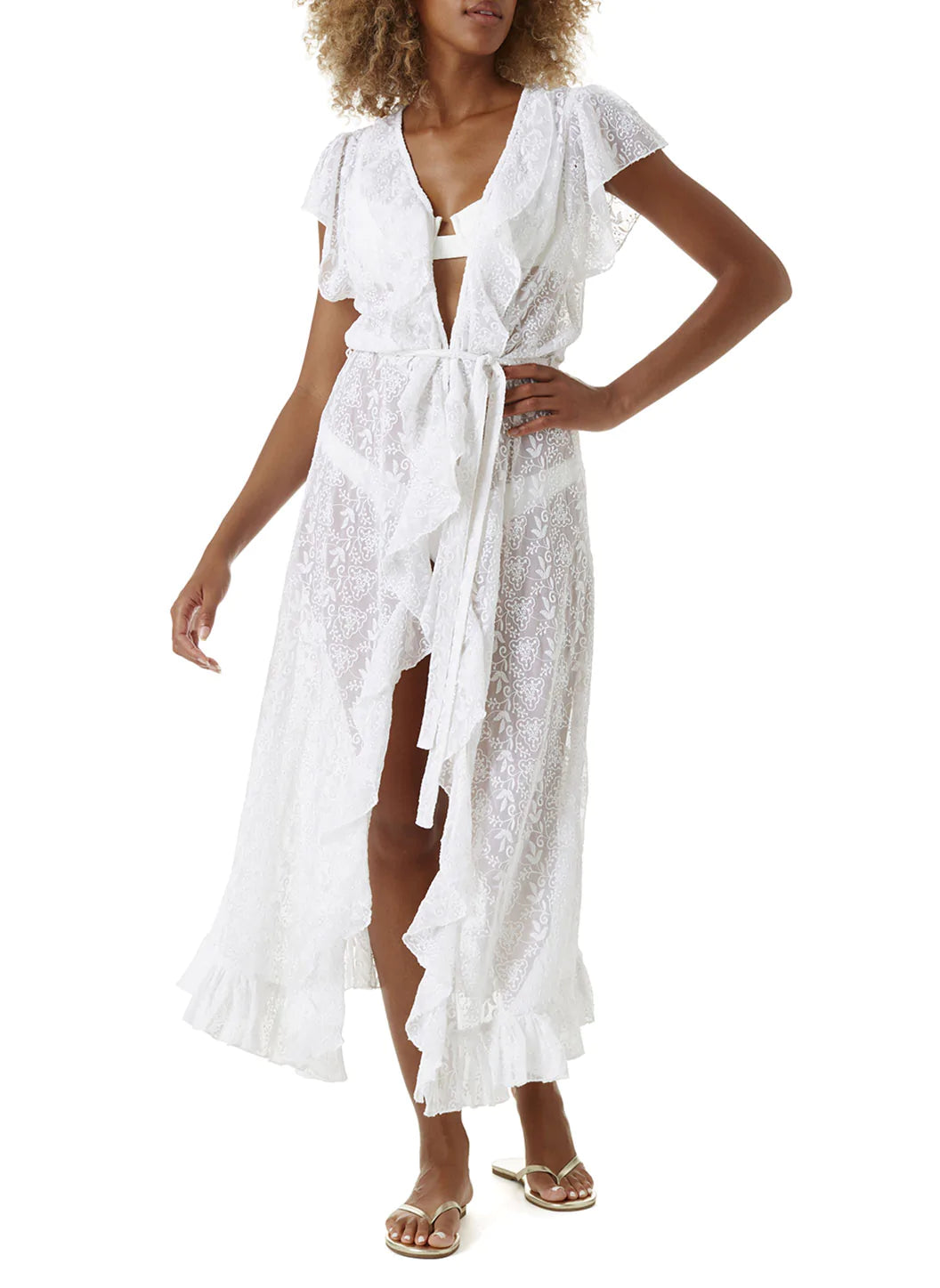 送料関税込★Melissa Odabash★キティ コットン＆リネン ドレス Kitty belted printed cotton and linen-blend midi dress | NET