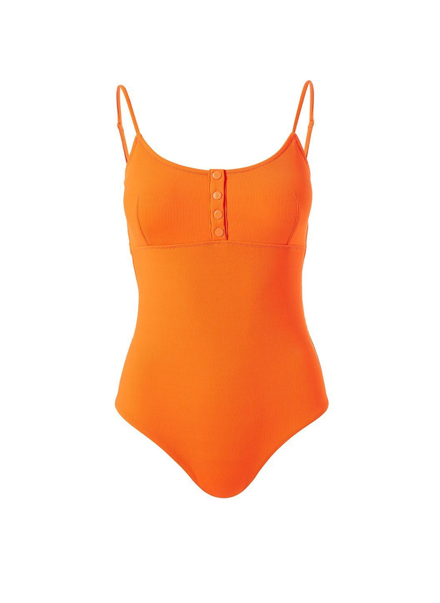 Calabasas Ribbed Papaya Swimsuit Cutout 