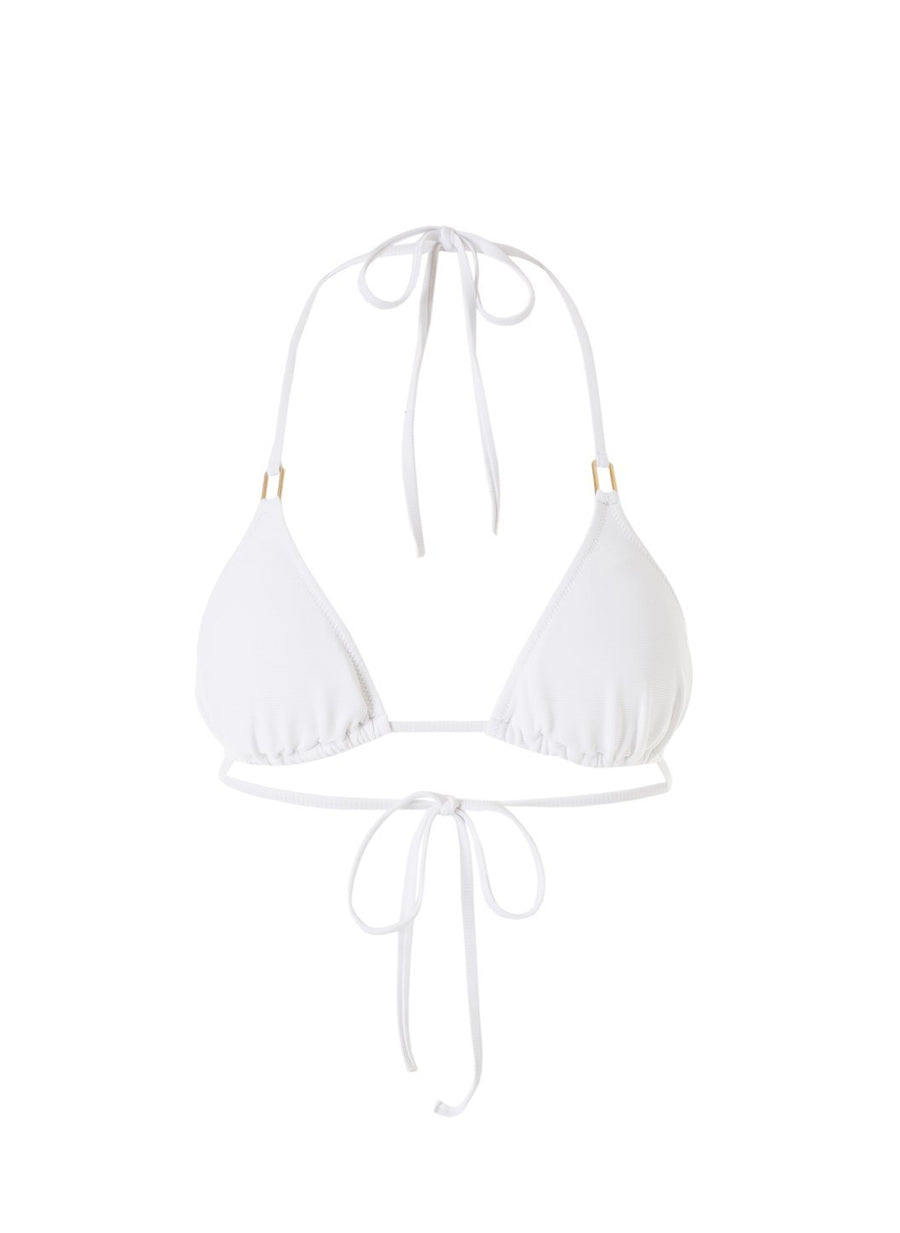 Exclusive Cancun White Ribbed Classic Triangle Bikini Top