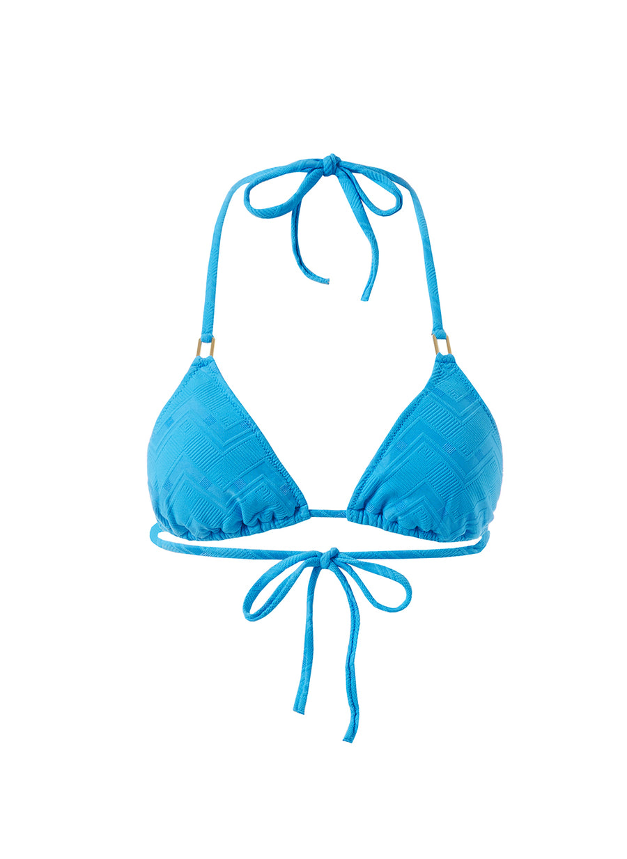 Cancun Zigzag Azure Bikini Top