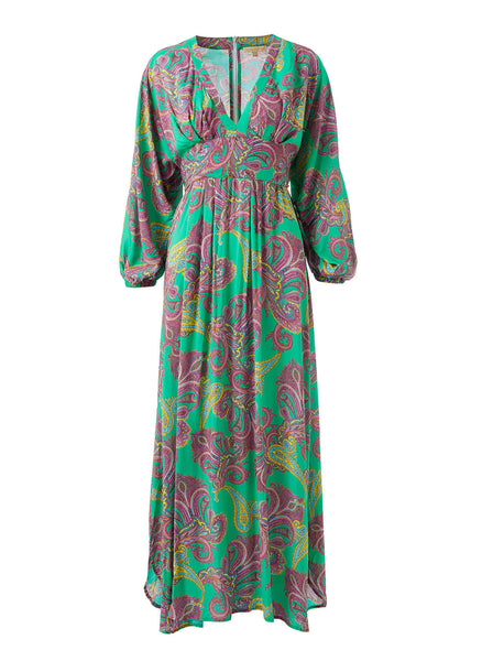 ドレス Original paisley pattern dress Paisley Printed Morocain Woven Midi Shirt Dress | Karen Millen
