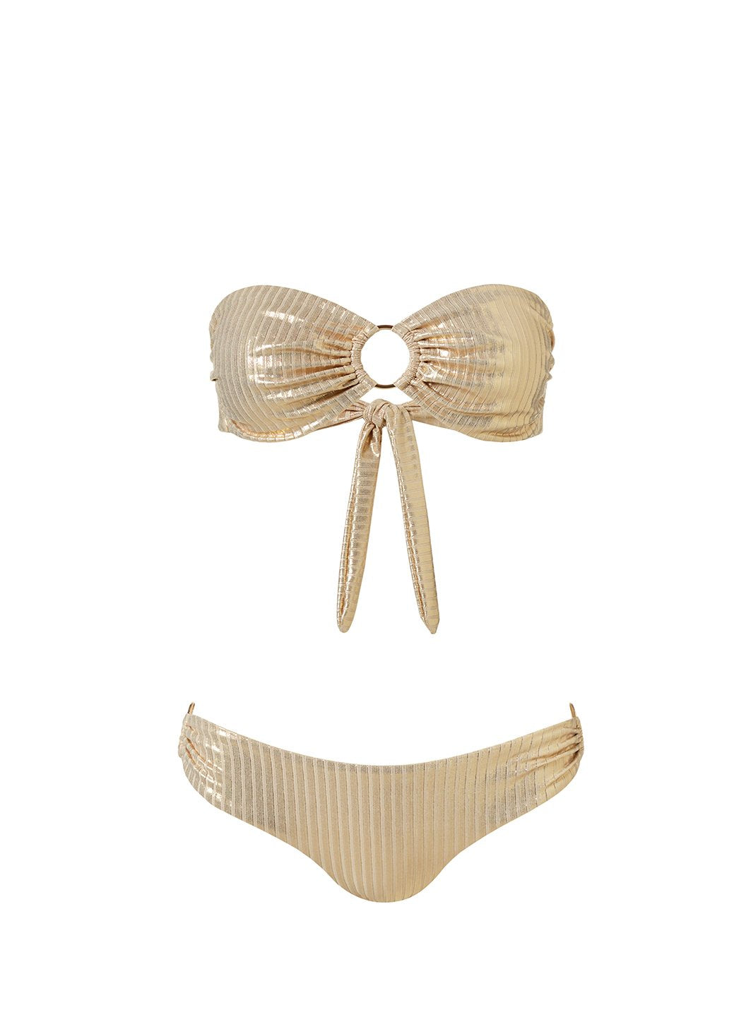 Evita Gold Ribbed Bikini Bottom