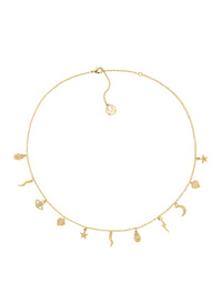 Gold Crystal Charm Necklace