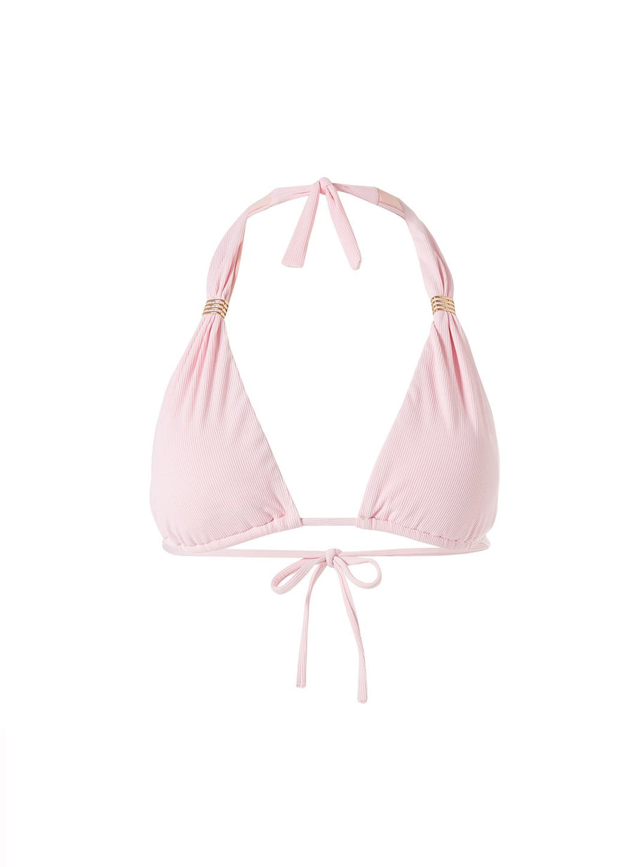 Grenada Ribbed Blush Bikini Top Cutout 