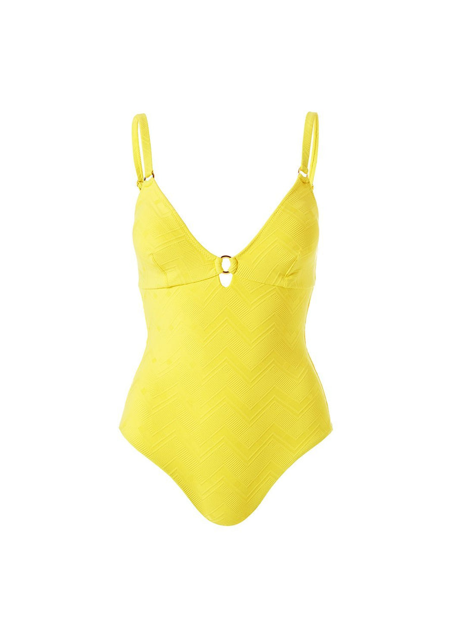Havana Lemon Zigzag Swimsuit Cutout 