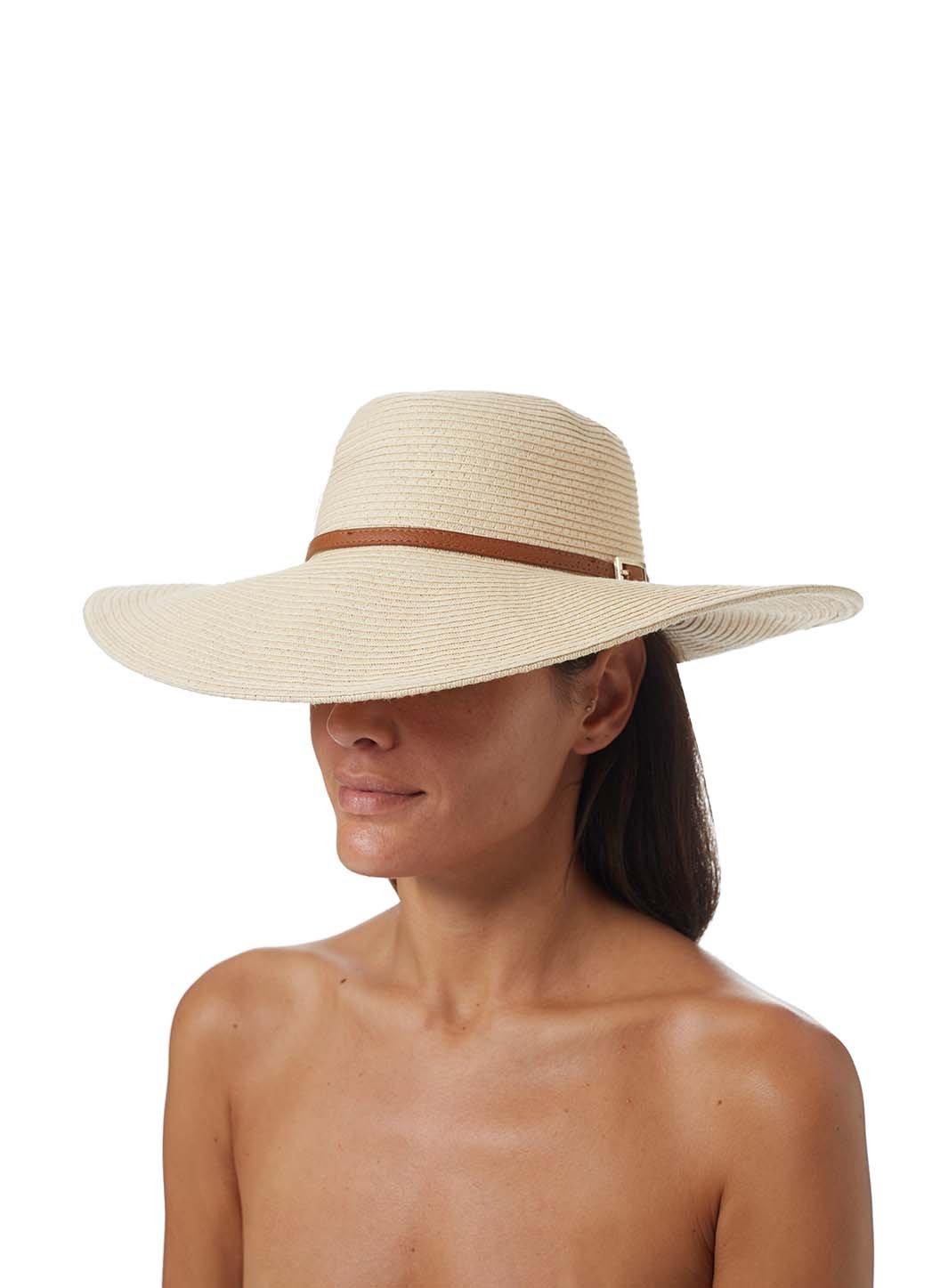 Jemima Cream Tan Hat Model 