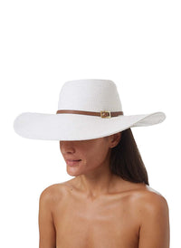 Jemima White Tan Hat Model 