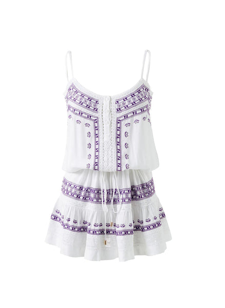 【Melissa Odabash】 Irene embroideredミニドレス Karen_Violet_White_Dress_Cutou