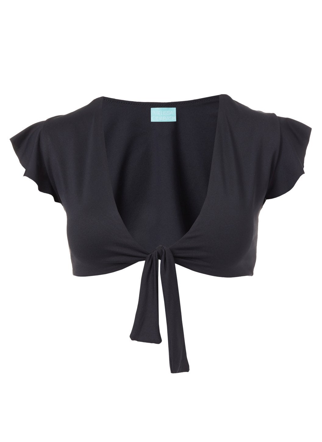 Kohsamui Black Tie Front Frill Crop Bikini Top