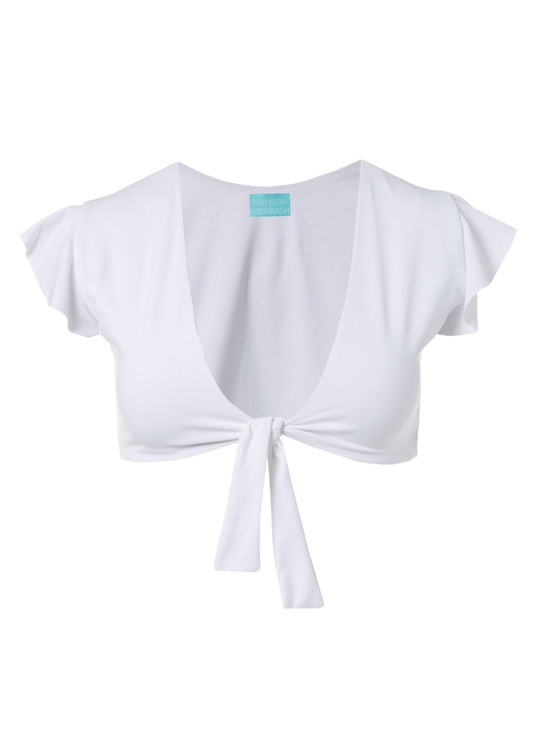 Kohsamui White Tie Front Frill Crop Bikini Top