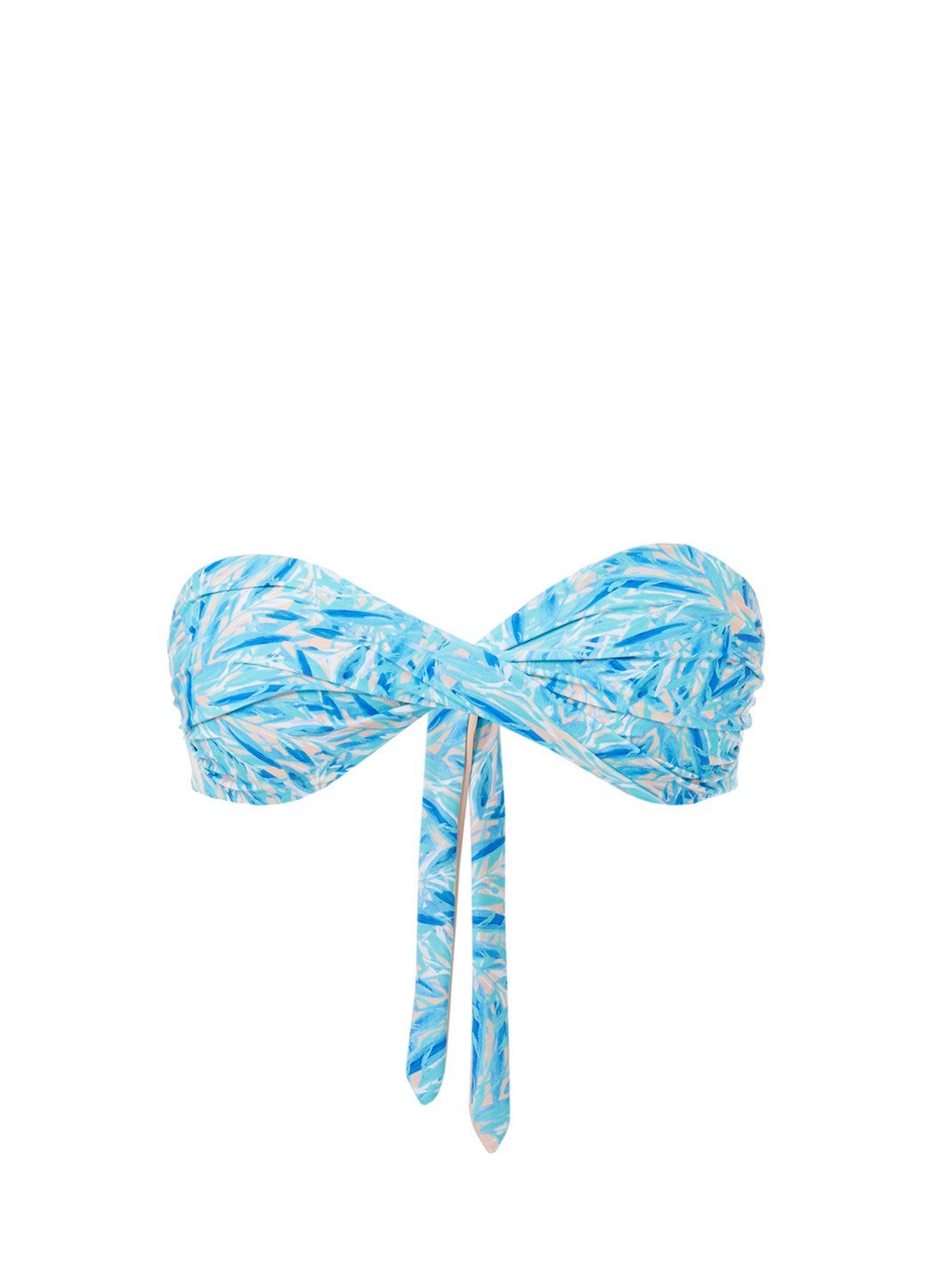 Martinique Blue Leaf Bandeau Padded Twist Bikini Top