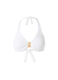 Provence White Pique Bikini Top Cutout 