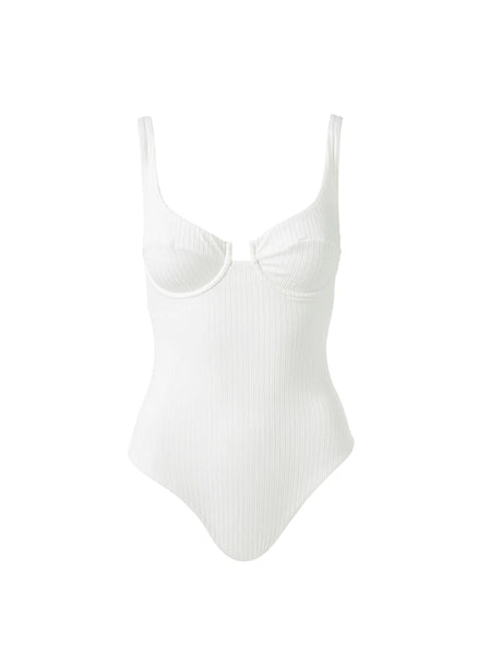 ワンピース BODE SS24 ABITO (WRS24DR010 WHITE) Tampa White Zigzag Halterneck U Trim One Piece Swimsuit