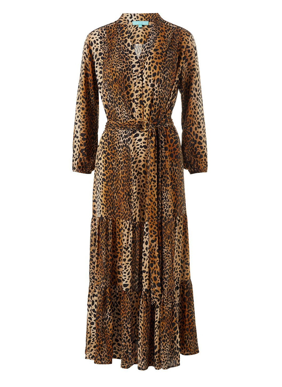 Vintage Adrienne Vittadini Leopard Cheetah Animal Print Cotton Sheath Dress  10