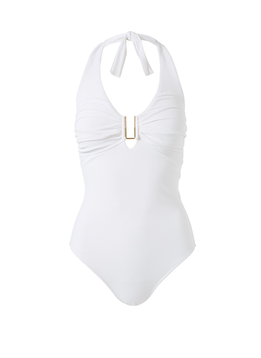Tampa White Pique Swimsuit Cutout 