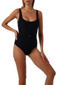 Texas Ribbed Black Swimsuit
