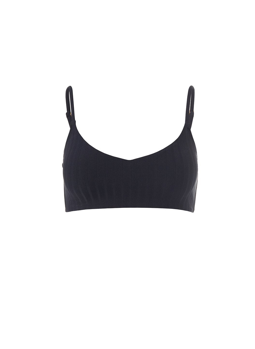 Tortola Ribbed Black Bikini Top