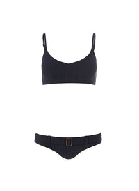 Tortola Ribbed Black Bikini