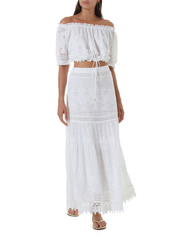 Alessia White Embroiderie Anglaise Maxi Skirt
