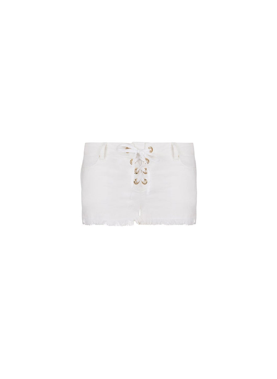 alexi white denim laceup shorts 2019