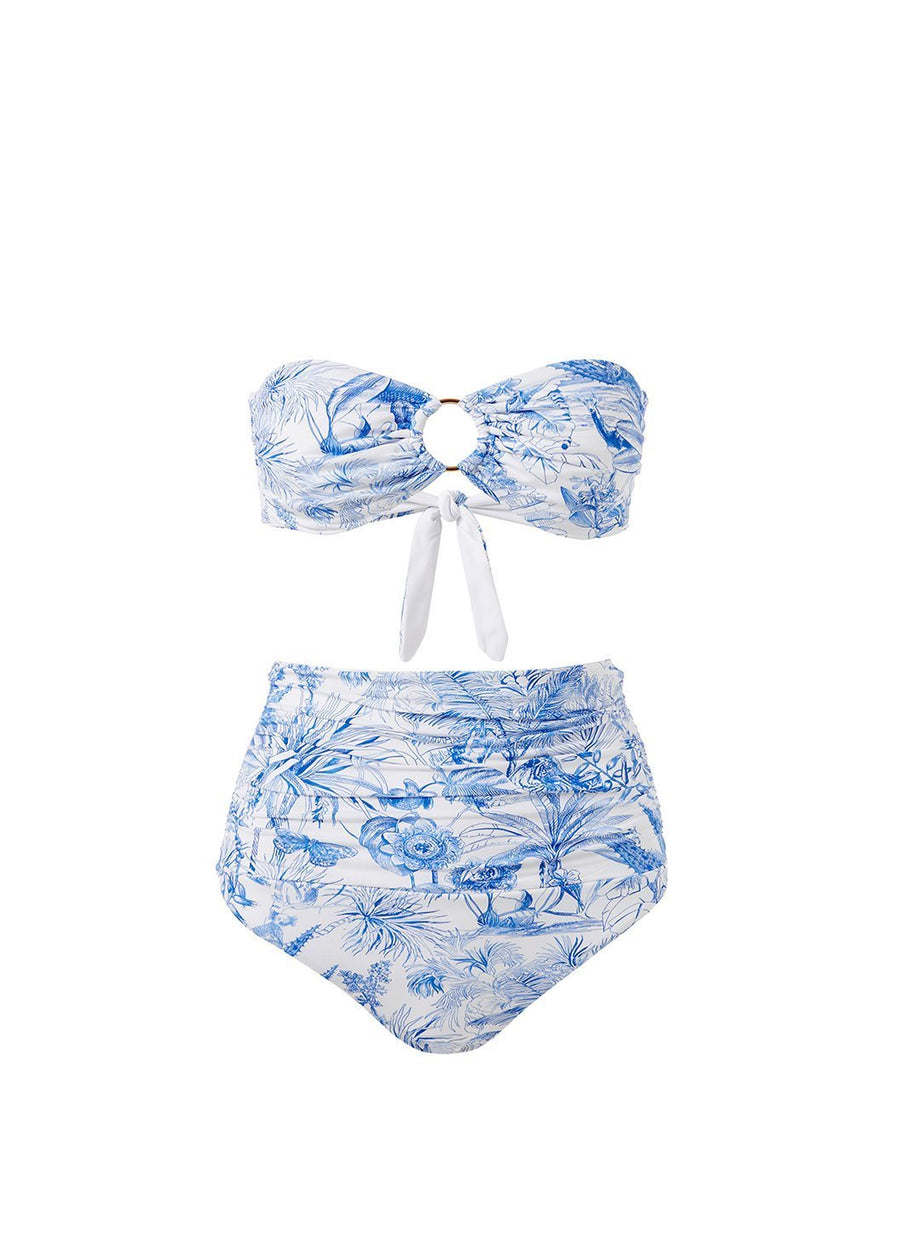 Ancona Blue Tropical Bikini Top