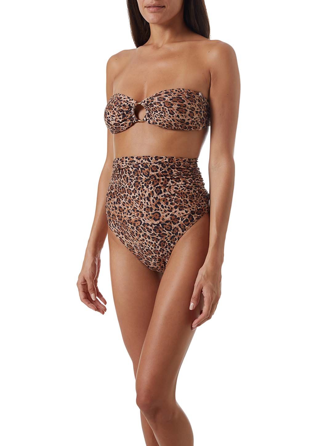 Melissa Odabash Ancona Cheetah Print High Waisted Bandeau Bikini