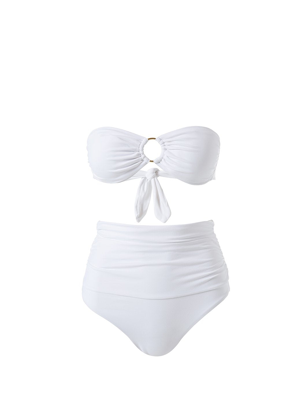 white high waisted bandeau bikini